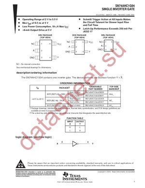 SN74AHC1G04DBVRG4 datasheet  